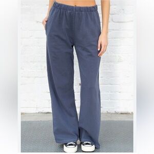 Brandy Melville Navy Blue Wide Leg Track Pants